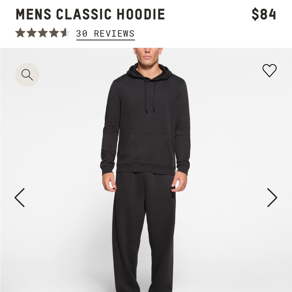 SKIMS Lounge Fleece Hoodie Black NWT